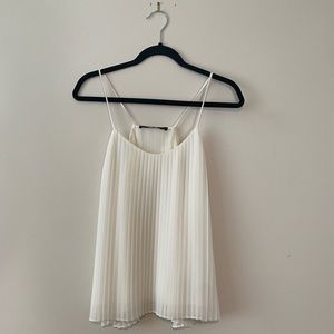 Zara Pleated Sleeveless Top in Ivory / Cream Tone SZ M